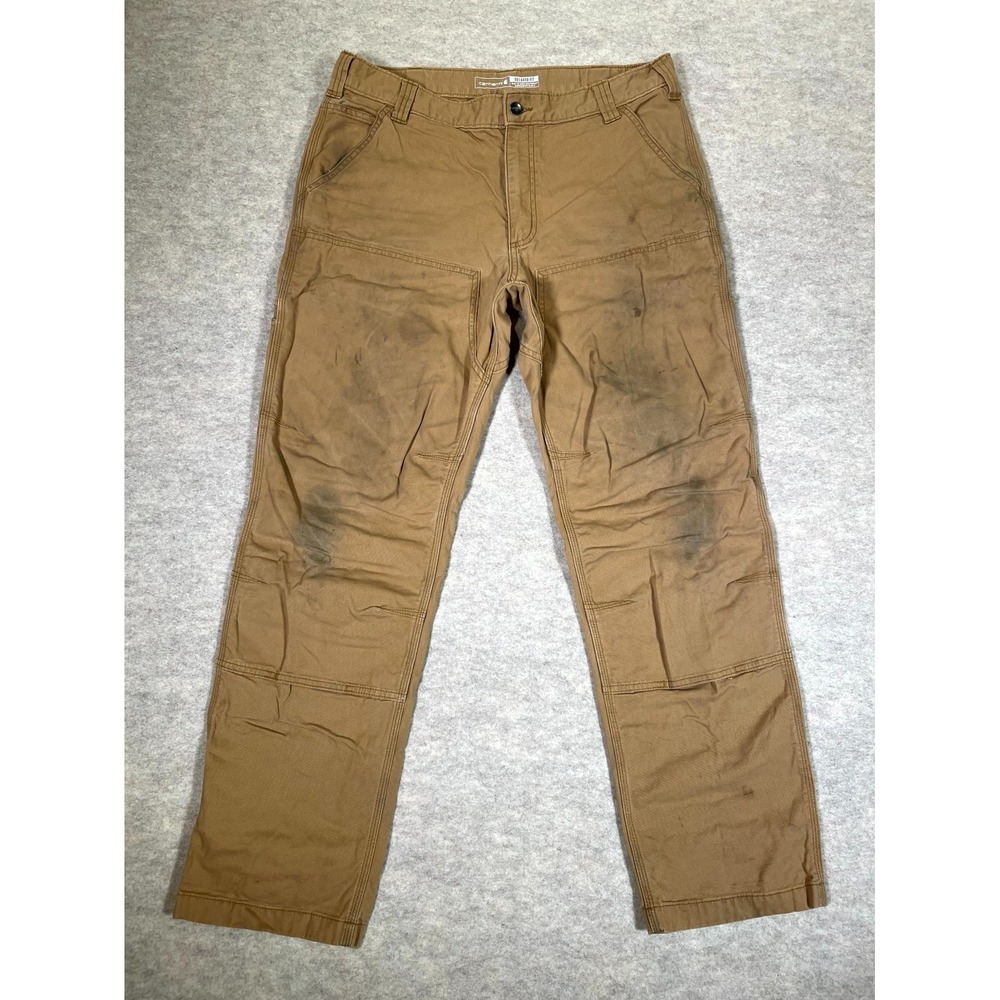 Carhartt Rugged Flex Relaxed Fit Double Front Carpenter Pants Mens 36x32 Brown
